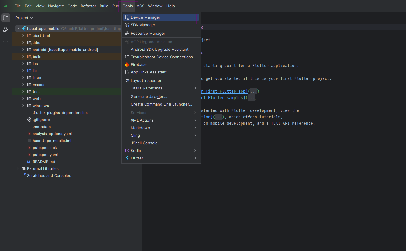 Android Studio Device Manager ile emulator oluşturma