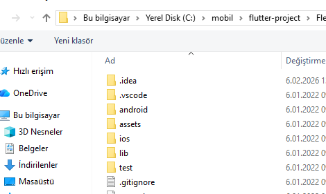 Flutter projesini Android Studio’da kök klasörden açma