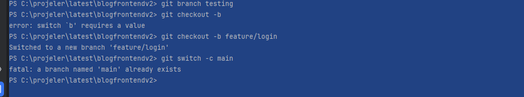 Git commit snapshot mantığı: branch pointer ve commit zinciri