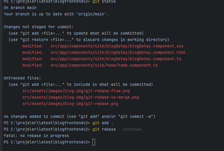 Git rebase komutları