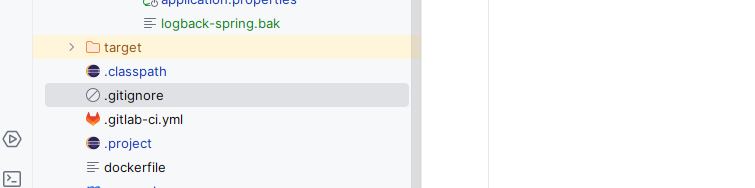 Spring Boot proje kök dizininde .gitignore dosyasının konumu