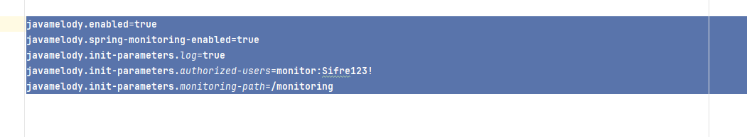 JavaMelody application.properties ayarları