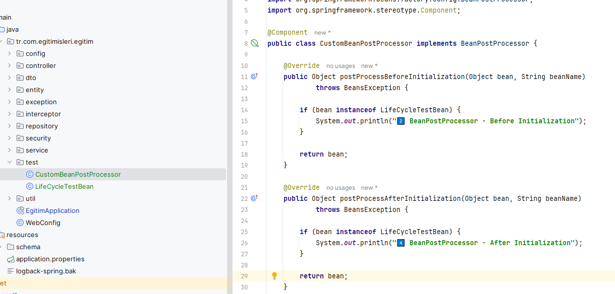Spring Boot Bean processor code