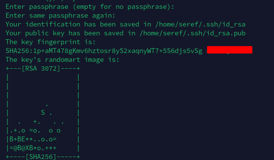 SSH keygen terminal görüntüsü